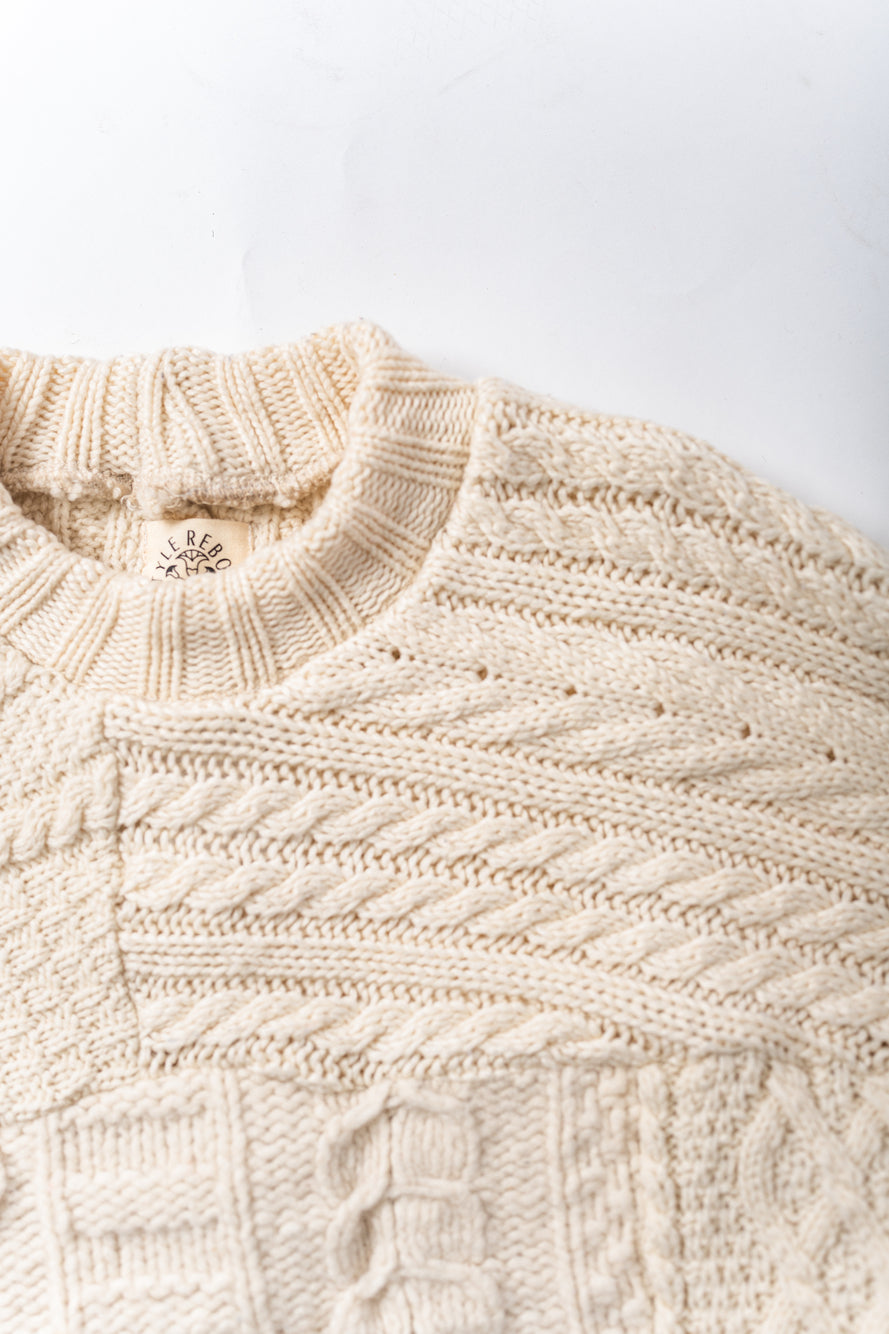 【REMAKEBYK×StyleReborn】Remake Long Fisherman Knit Sweater Ecru×Beige