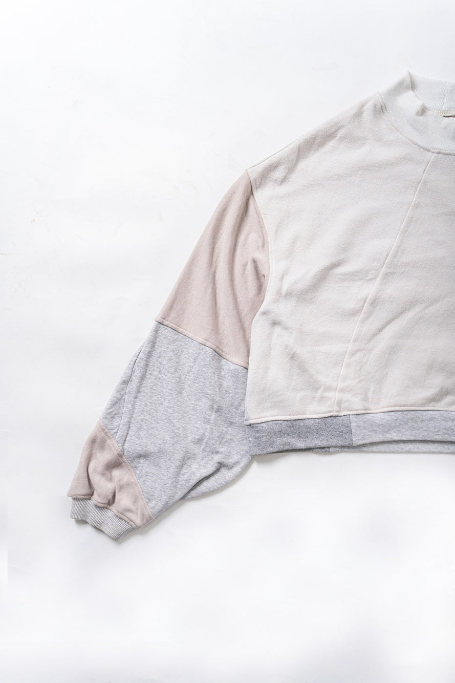 【REMAKEBYK×StyleReborn】Remake Cropped Sweat White×Gray