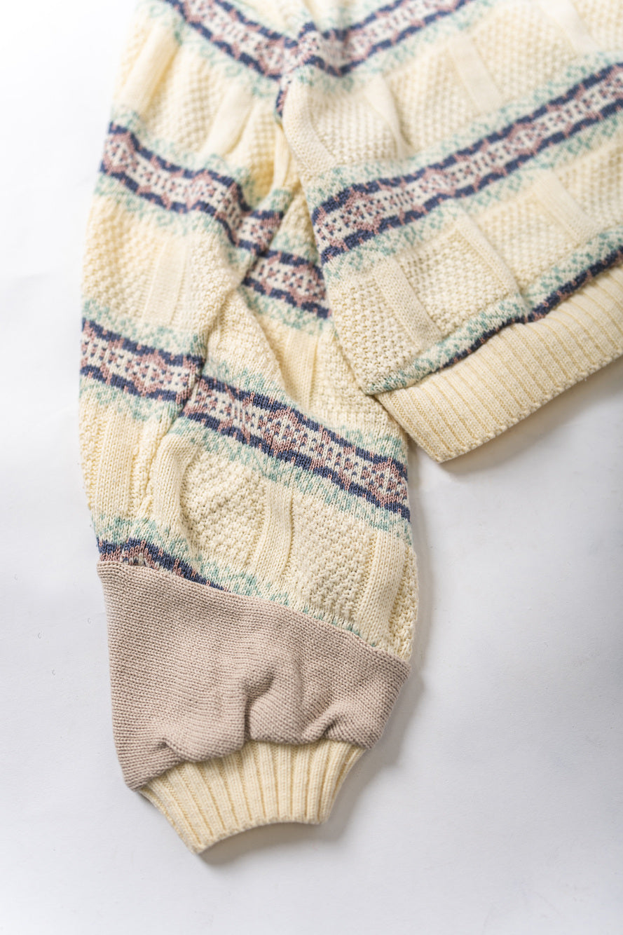 【REMAKEBYK×StyleReborn】Remake Cropped Knit Sweater White×Brown×Horizontal Stripe