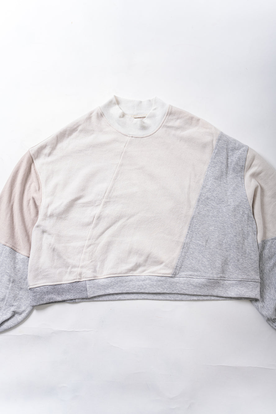 【REMAKEBYK×StyleReborn】Remake Cropped Sweat White×Gray