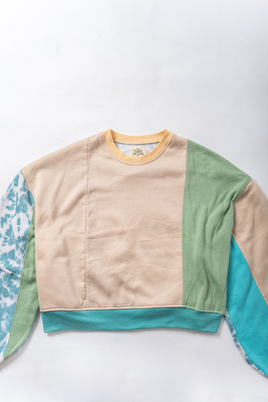 【REMAKEBYK×StyleReborn】Remake Cropped Sweat Green Taidai