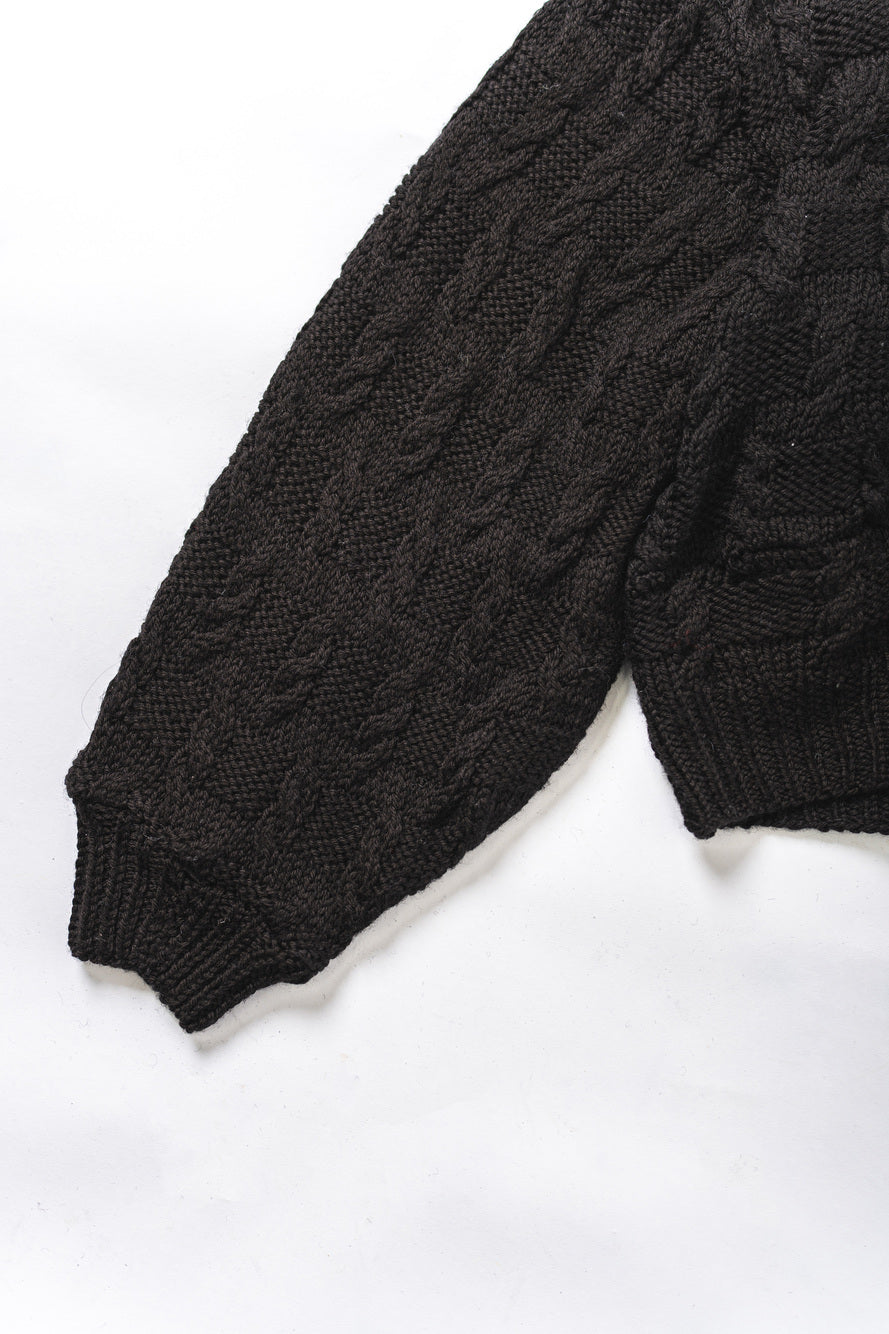 【REMAKEBYK×StyleReborn】Remake Cropped Fisherman Knit Sweater Black×Blue