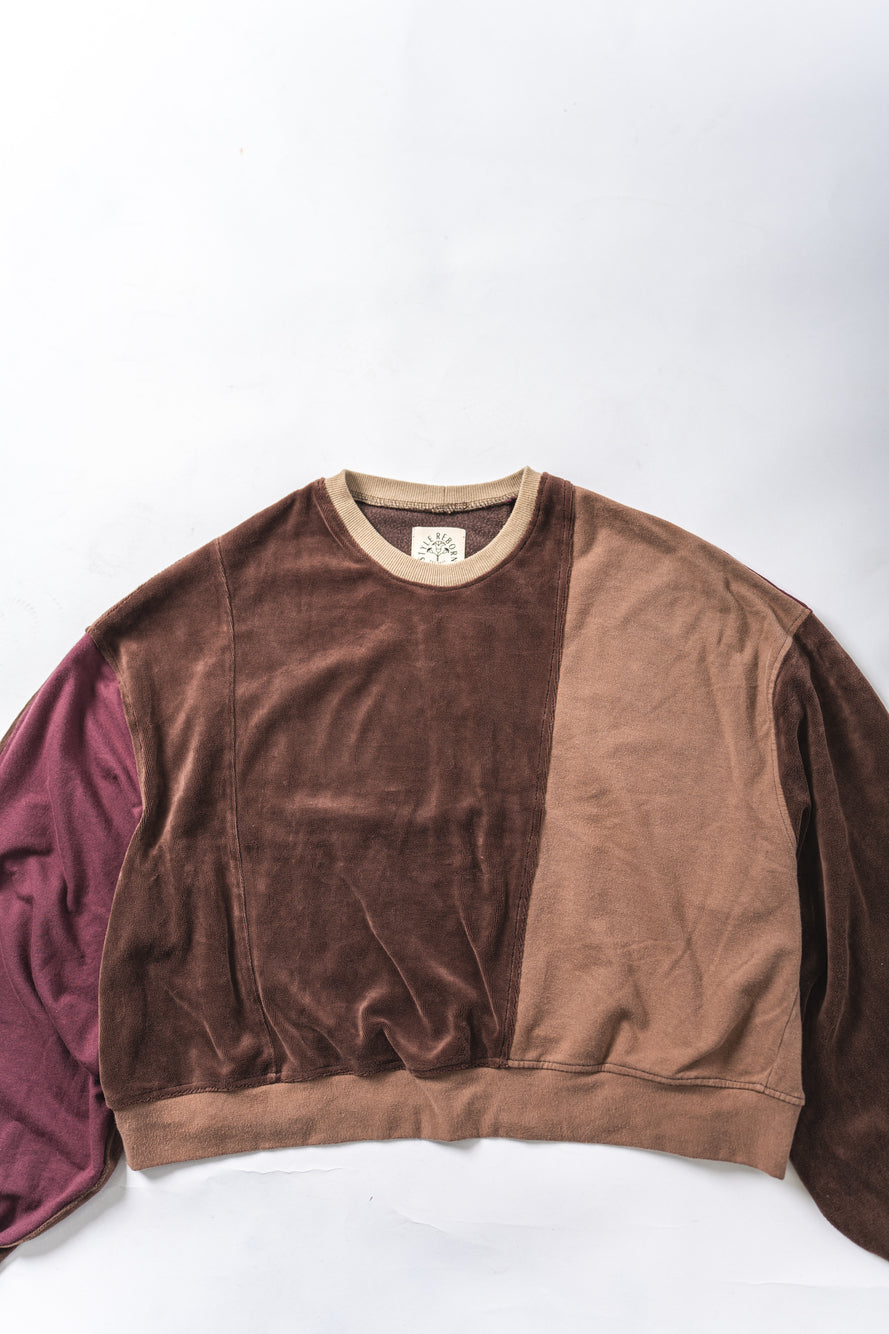 【REMAKEBYK×StyleReborn】Remake Cropped Sweat Brown×Purple