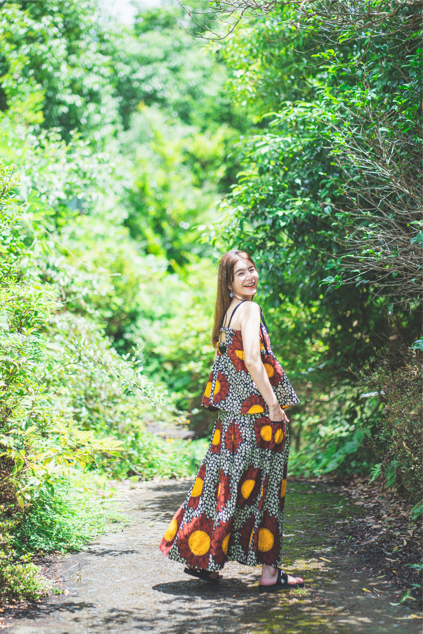 【moyan ecri× StyleReborn】Africa Tuck Gather Skirt Helianthus