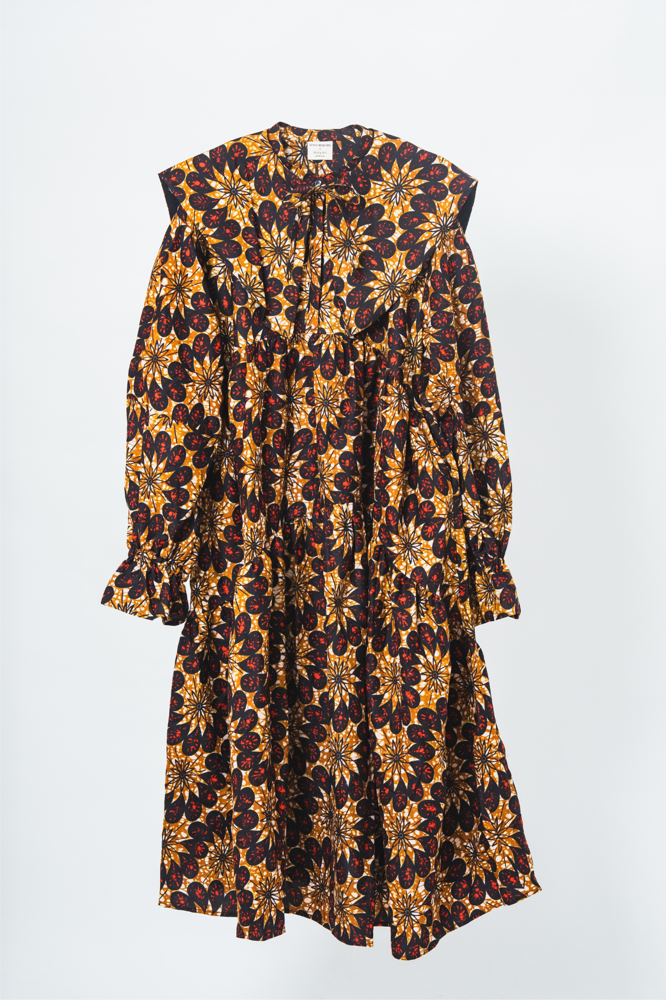 【moyan ecri× StyleReborn】AFRICA付け衿付きボリュームワンピース