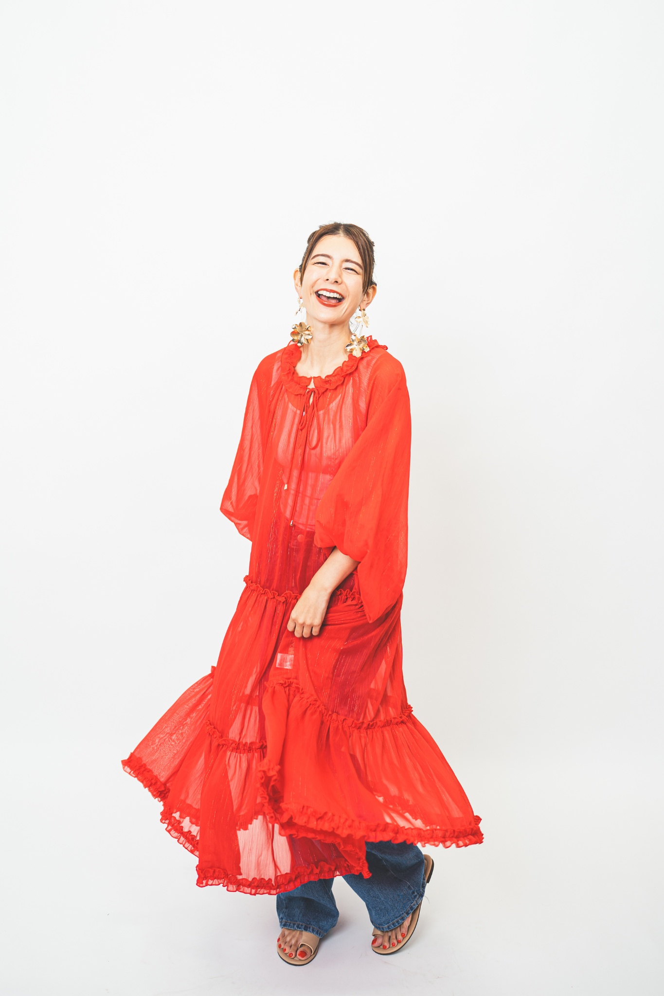 【Suu×SAAAGE boutique】ラメシアーワンピース Red