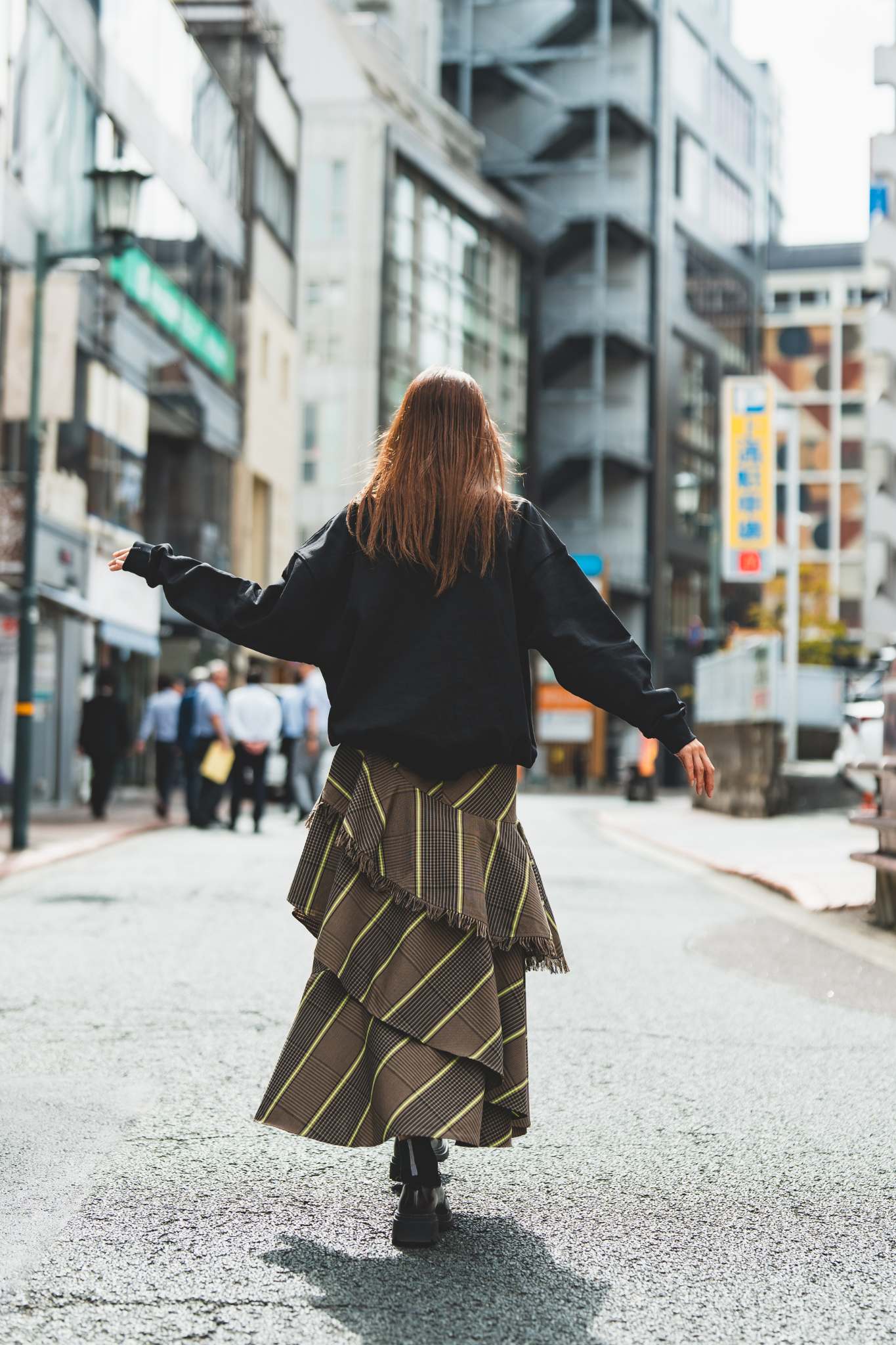 【moyan ecri× StyleReborn】Asymmetry Tiered Check Skirt