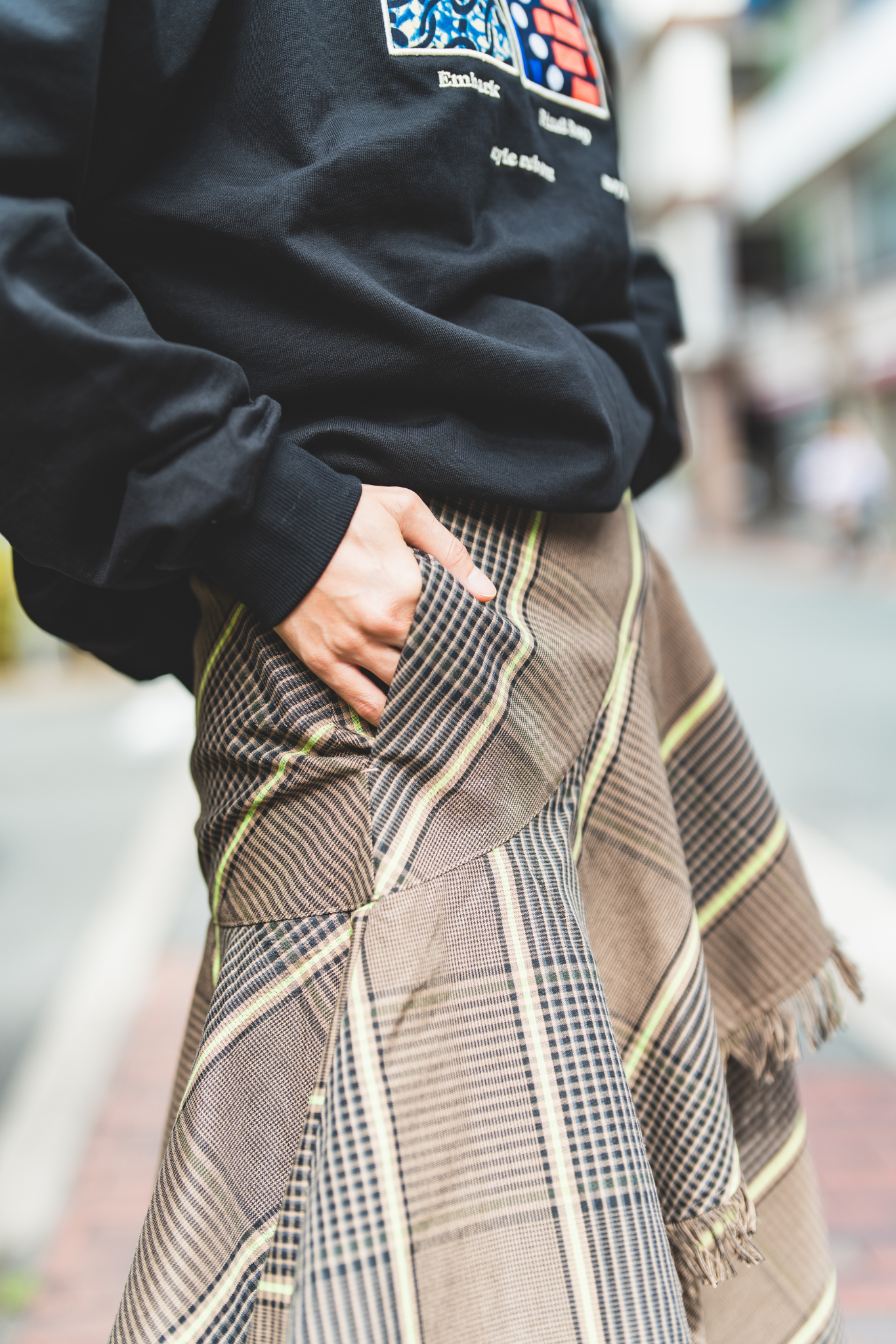 【moyan ecri× StyleReborn】Asymmetry Tiered Check Skirt