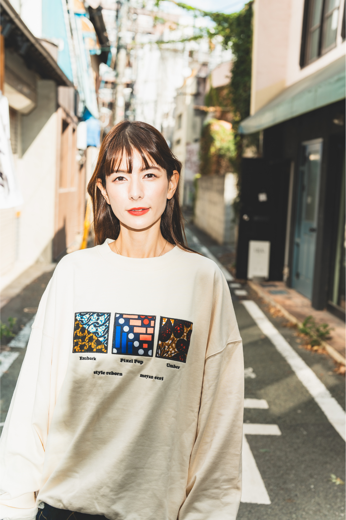 【moyan ecri× StyleReborn】フロントスクエアパッチ刺繍裏毛POJ