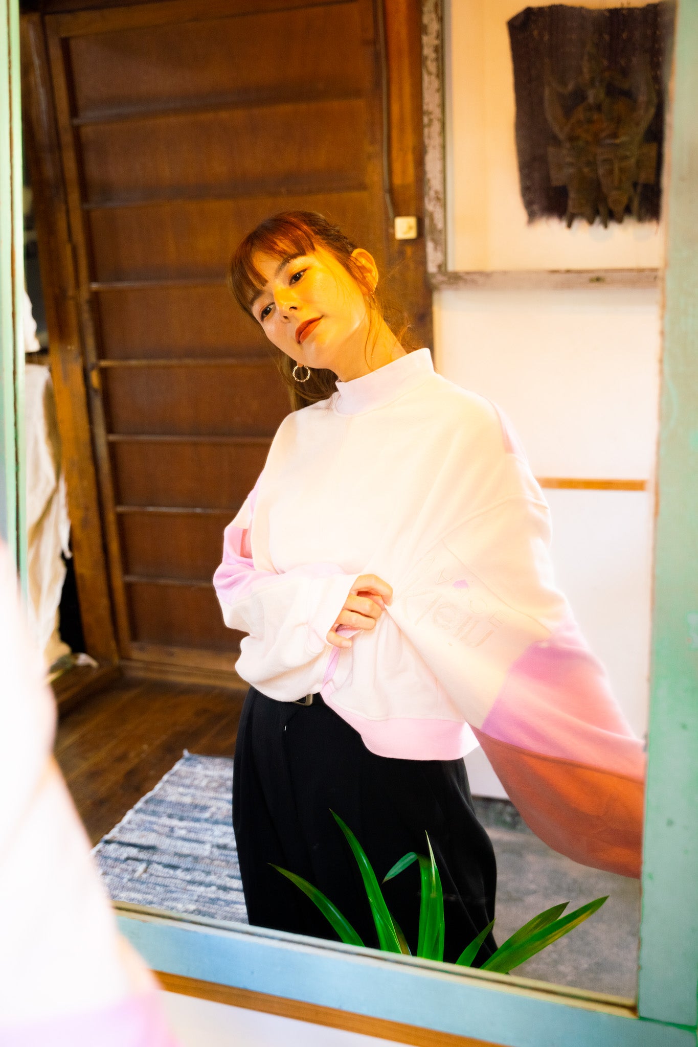 【REMAKEBYK×StyleReborn】Remake Cropped Sweat White×Pink