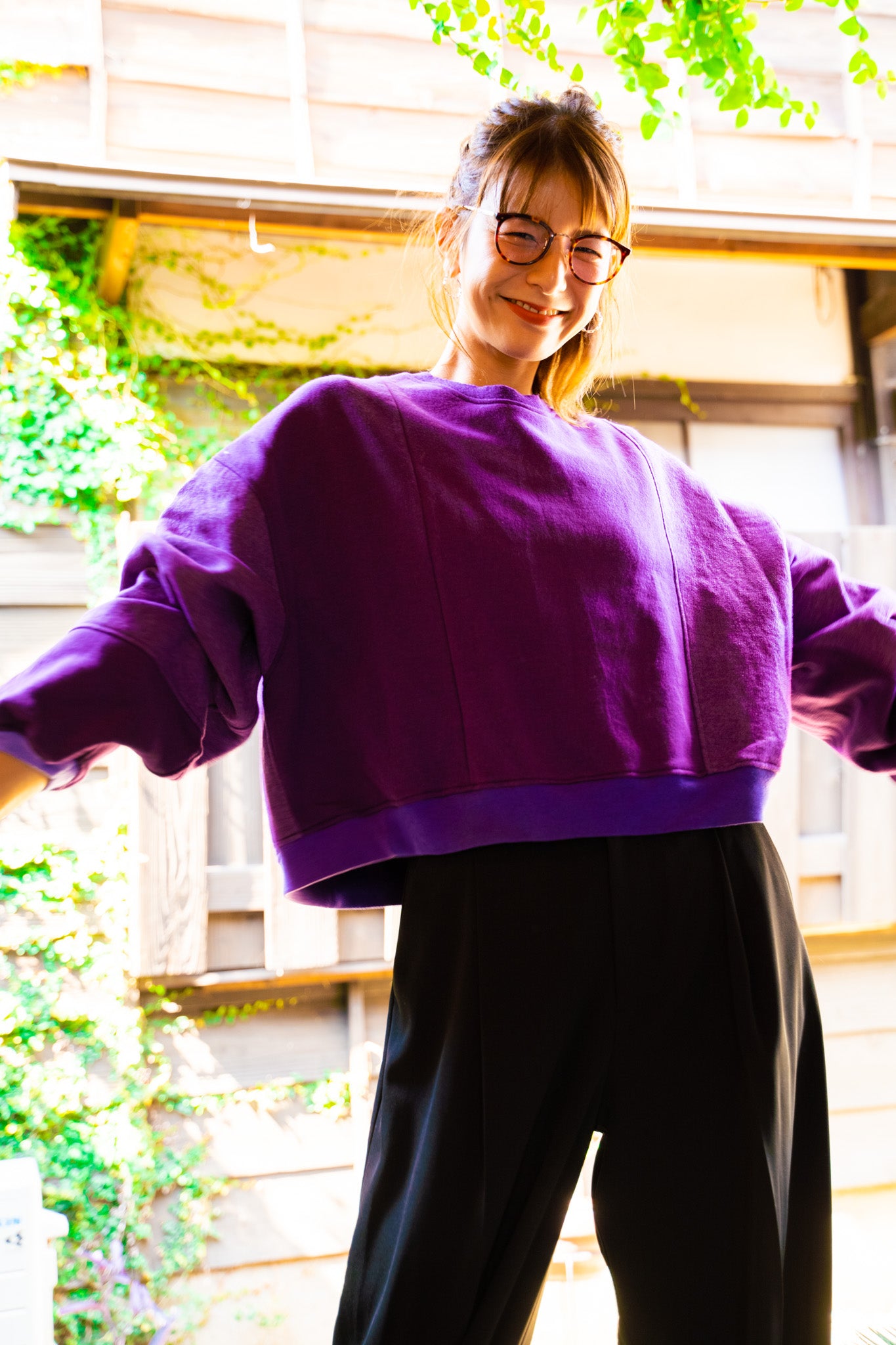 【REMAKEBYK×StyleReborn】Remake Cropped Sweat Purple