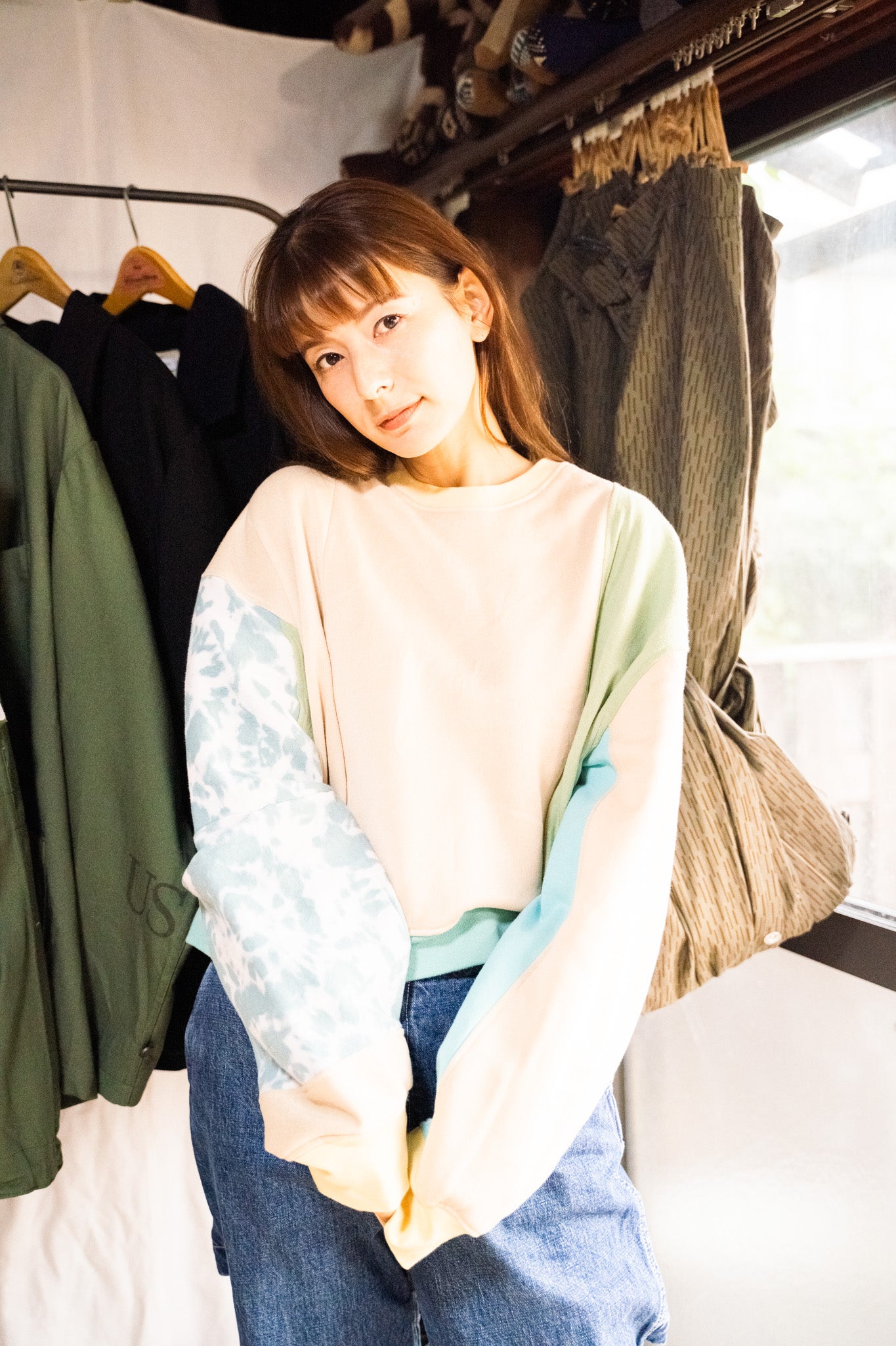 【REMAKEBYK×StyleReborn】Remake Cropped Sweat Green Taidai