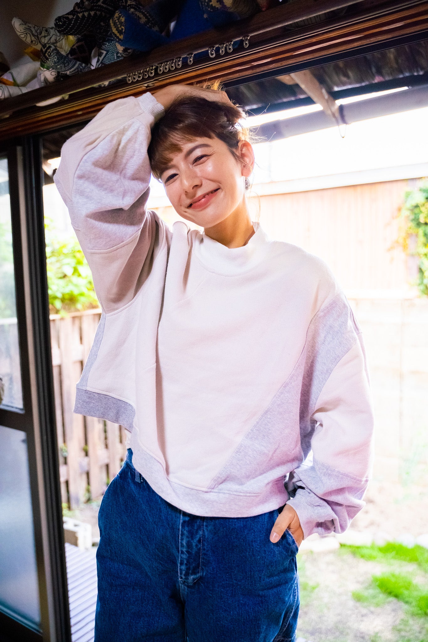 【REMAKEBYK×StyleReborn】Remake Cropped Sweat White×Gray