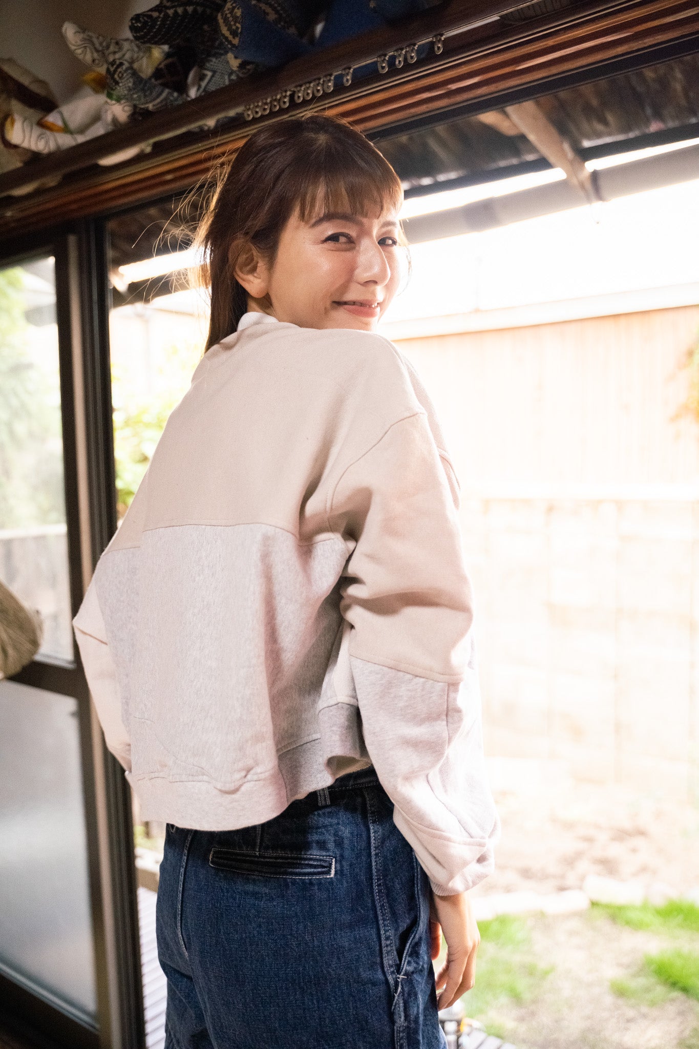 【REMAKEBYK×StyleReborn】Remake Cropped Sweat White×Gray