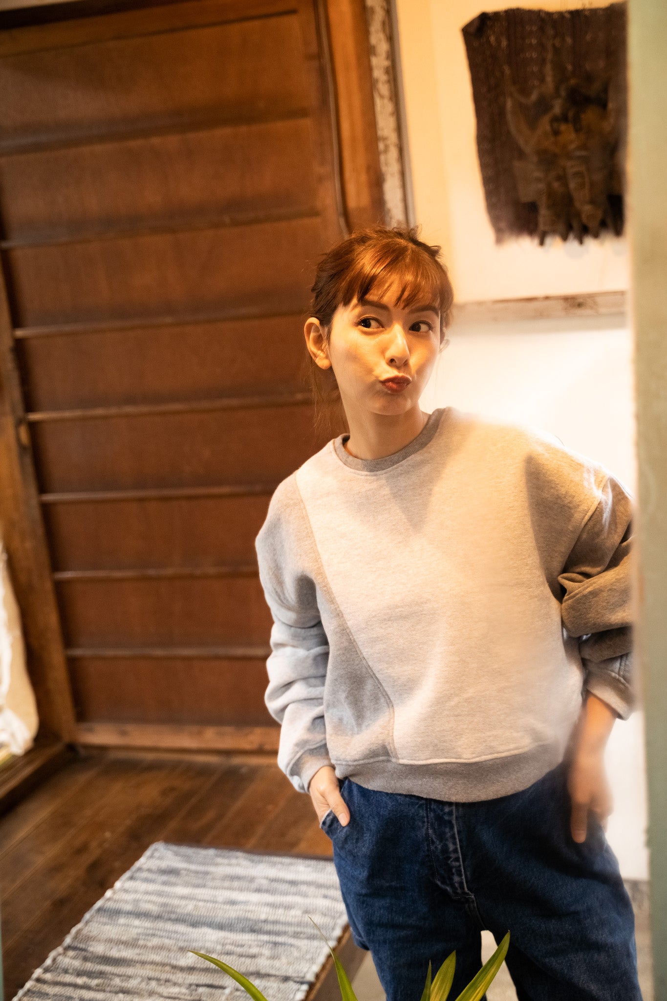 【REMAKEBYK×StyleReborn】Remake Cropped Sweat Gray